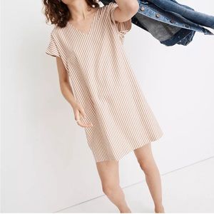 Madewell Button Back Easy Dress in Stripe Size XLarge Coastal Nautical Tan B105